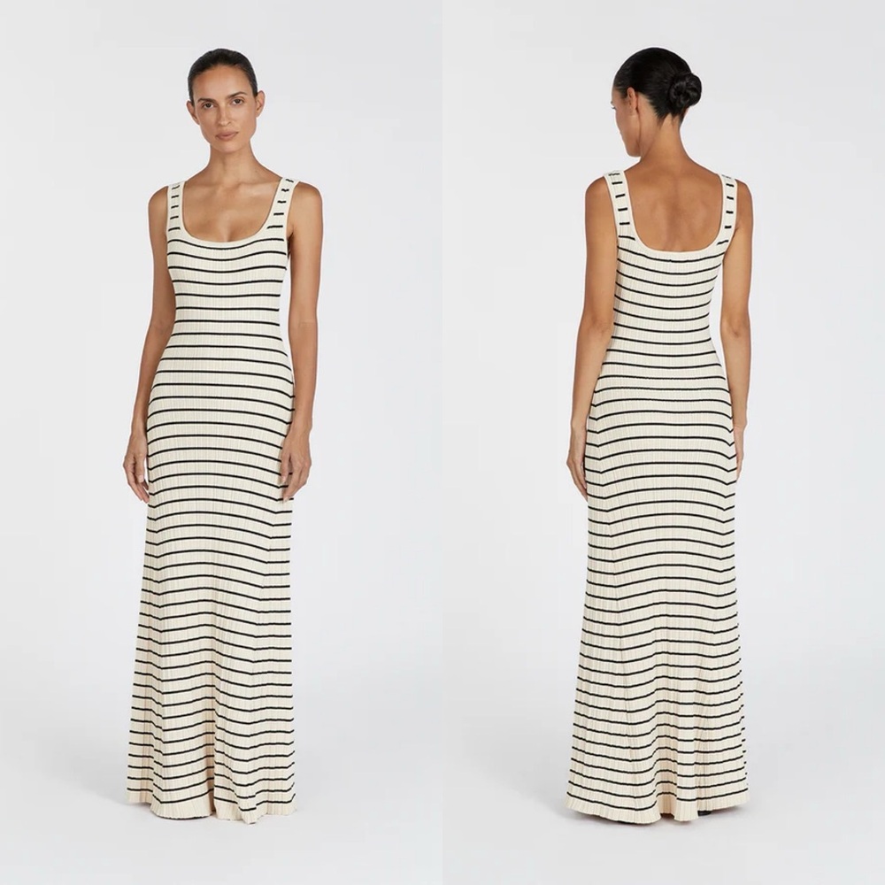 DISSH Black and White Striped Maxi Dress